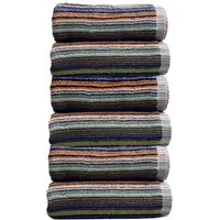 Recycled Cotton Stripe Hand Towel 6 Pack - Multicolour