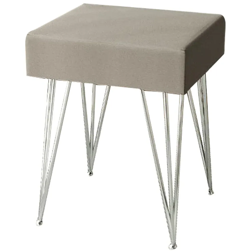 CARME Home Padded Stool - Grey, Velvet