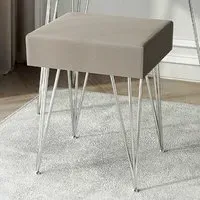 CARME Home Padded Stool - Grey, Velvet