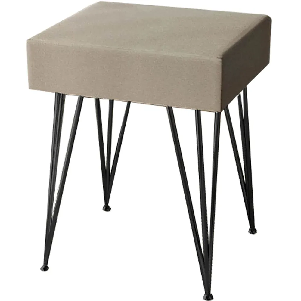 CARME Home Padded Stool - Grey, Velvet