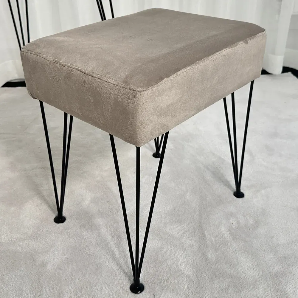 CARME Home Padded Stool - Grey, Velvet