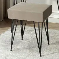 CARME Home Padded Stool - Grey, Velvet
