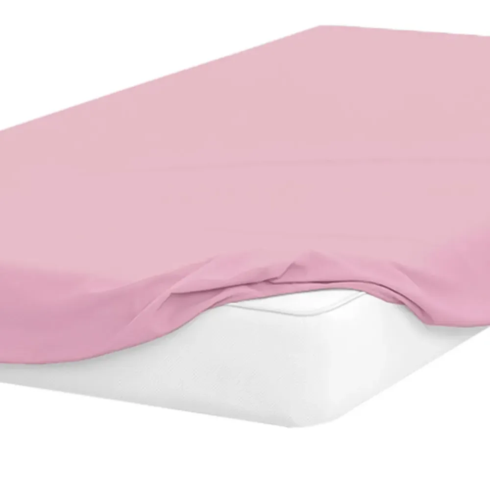 King Size Fitted Bed Sheet - Pink, Polycotton