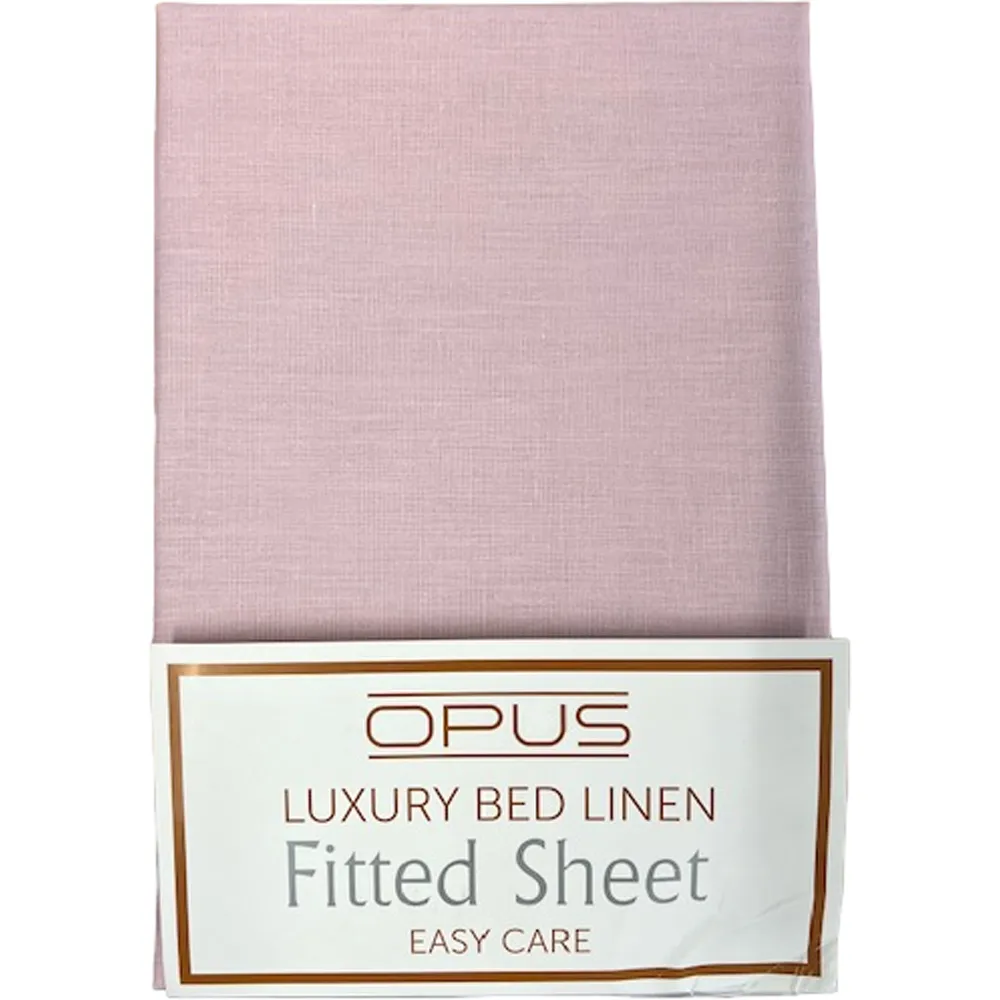 King Size Fitted Bed Sheet - Pink, Polycotton