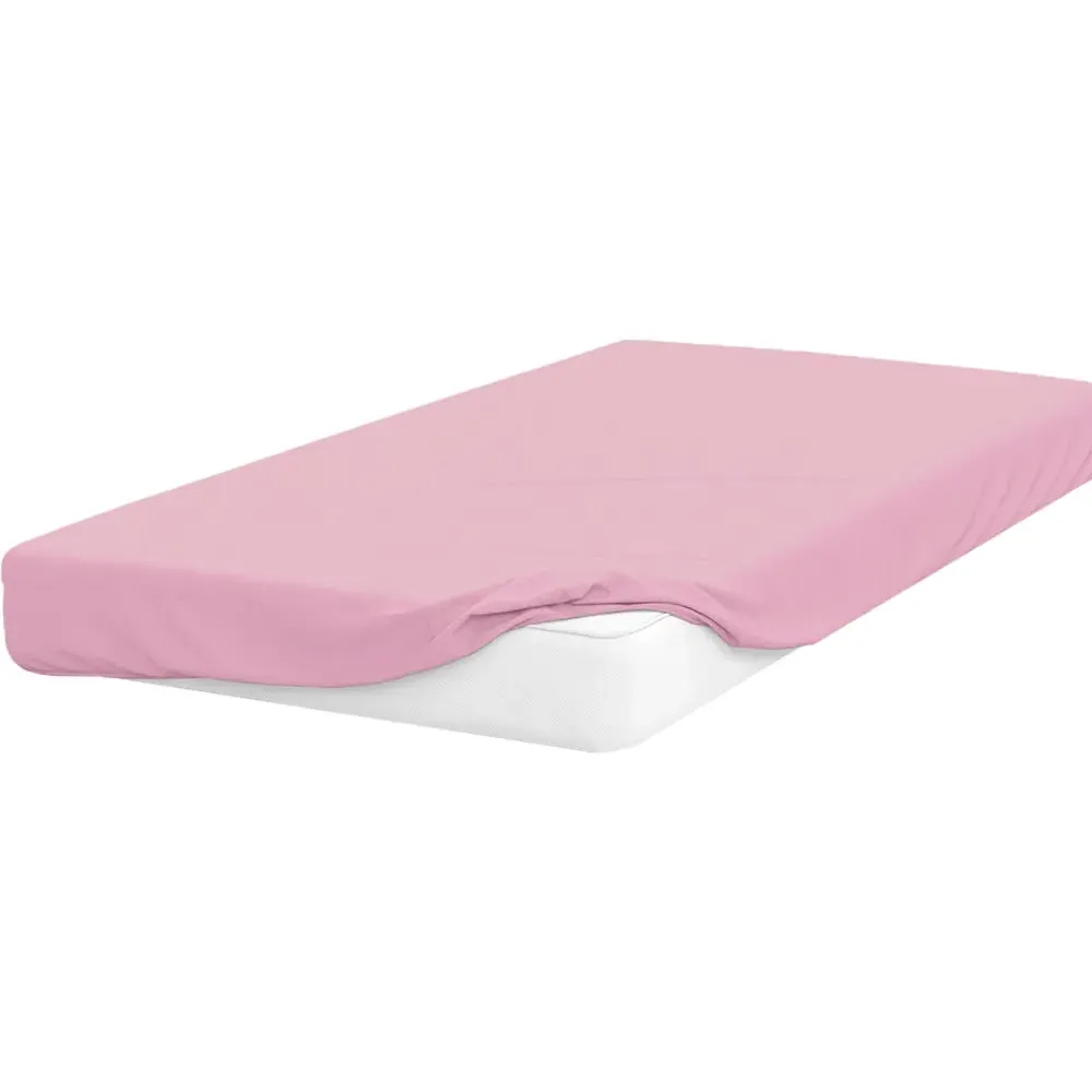 King Size Fitted Bed Sheet - Pink, Polycotton
