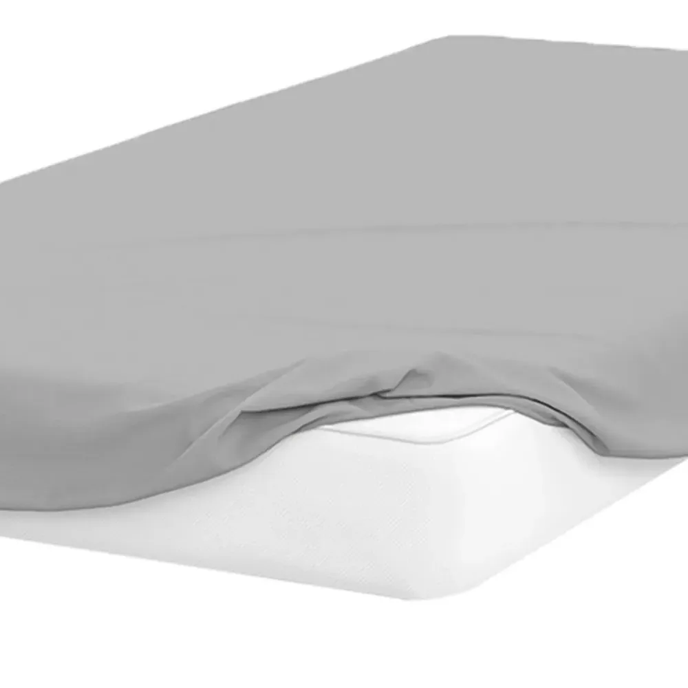 King Size Polycotton Fitted Bed Sheet - Silver