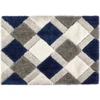 3D Geo Shaggy Carved Rug - Navy