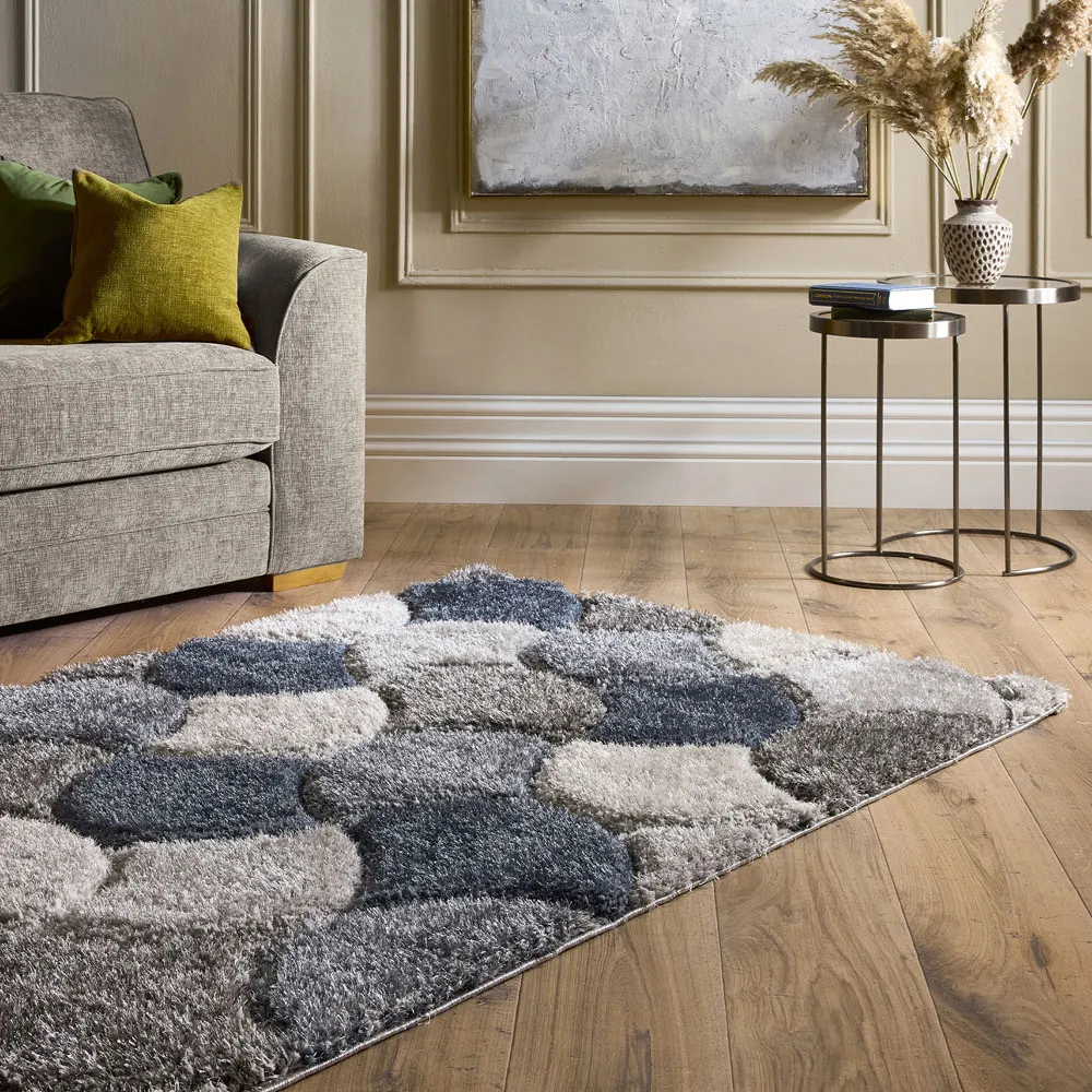 3D Scallop Rug - Navy, Polyester