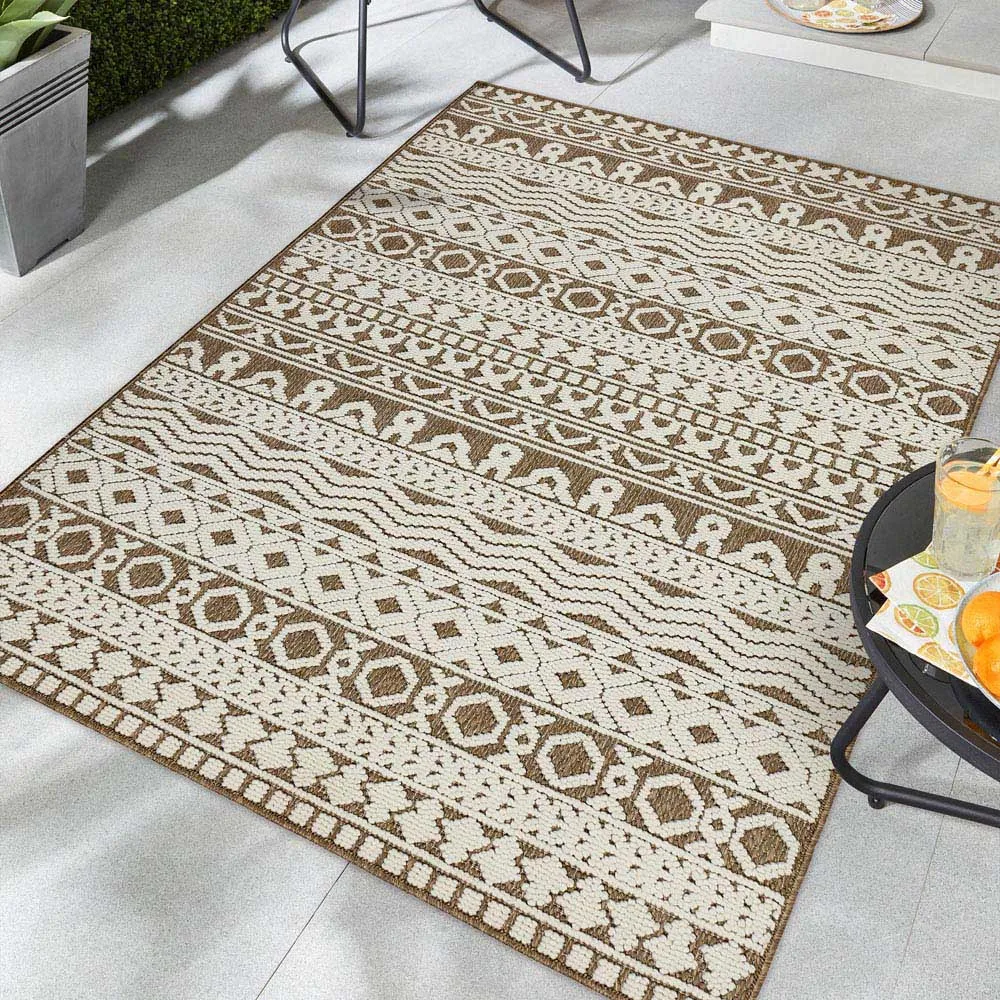 Atlas Graphic Coffee Rug - Brown, Polyester