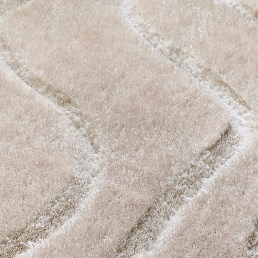 Carved Wave Soft Rug - Cream, Polyester