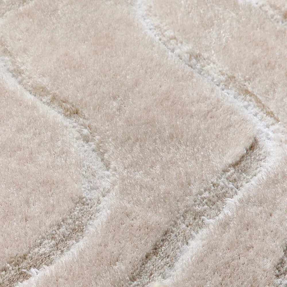 Carved Wave Soft Rug - Cream, Polyester