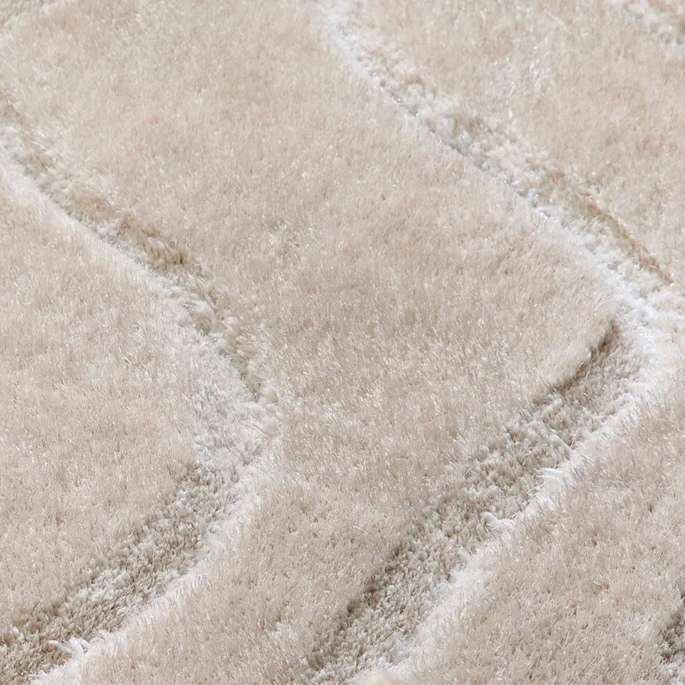 Carved Wave Soft Rug - Cream, Polyester
