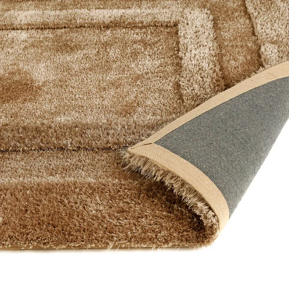 Frame Large Shag Rug with Carved Border - Latte, Polyester