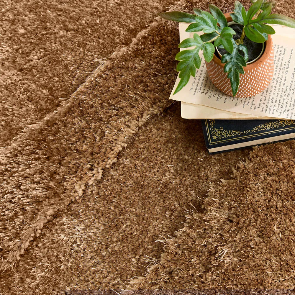 Frame Large Shag Rug with Carved Border - Latte, Polyester