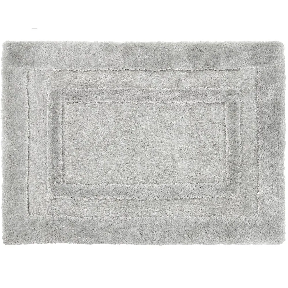 Frame Rug with Carved Border - Silver, Polyester image