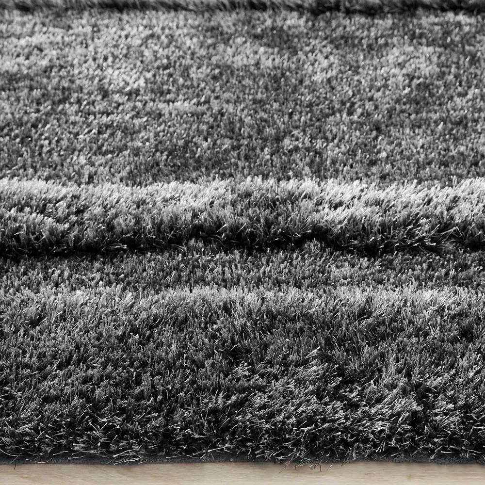 Frame Shag Rug with Carved Border - Charcoal, Polyester