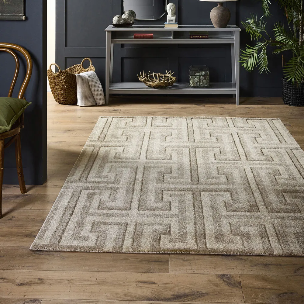 Greek Key Light Vision Rug - Beige, Polypropylene