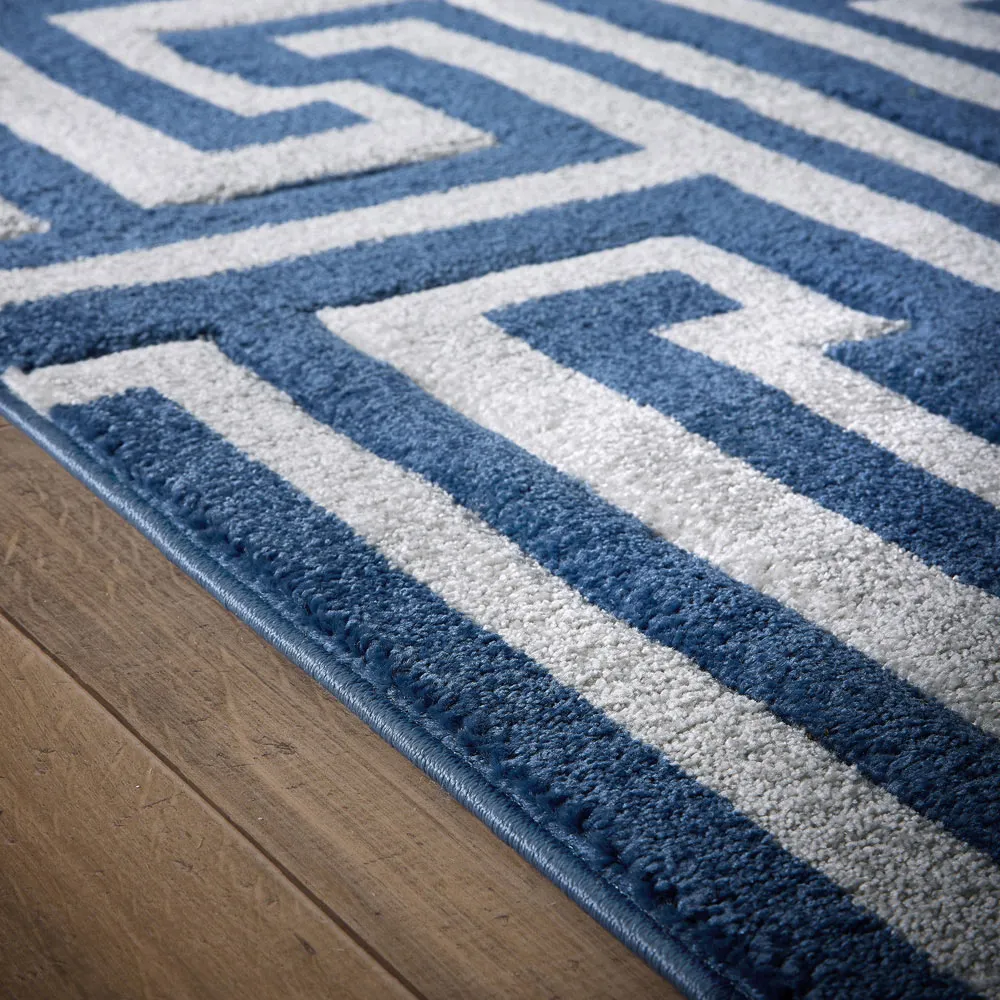 Greek Key Rug - Blue, Polypropylene