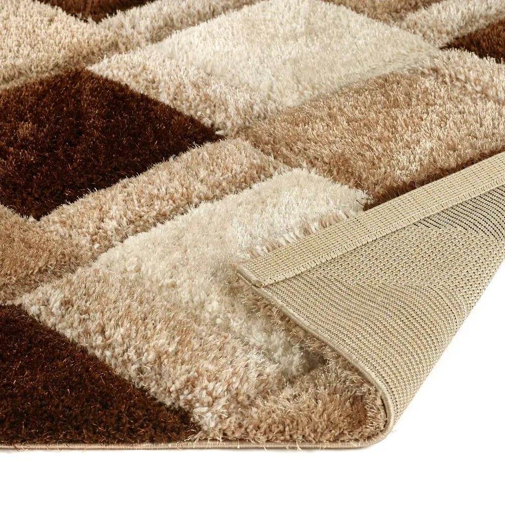 3D Geo Shaggy Carved Rug - Cream, Polyester