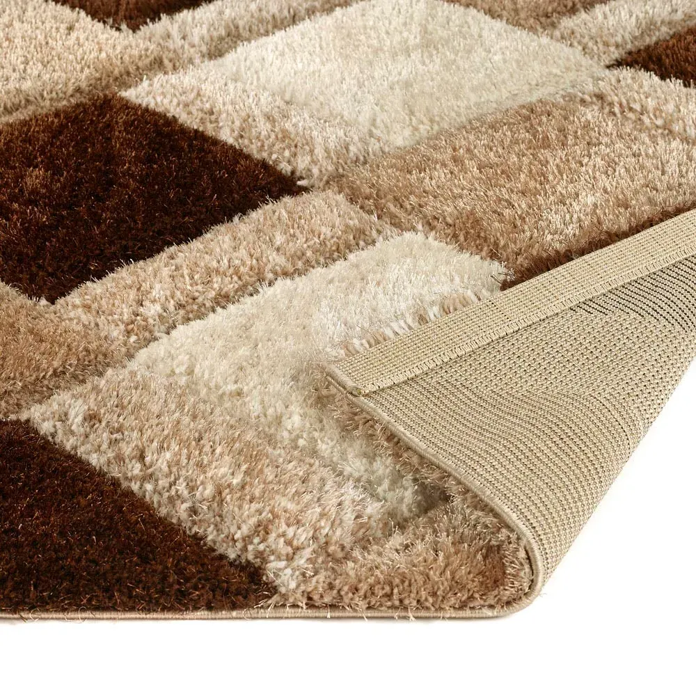 3D Geo Shaggy Carved Rug - Cream, Polyester