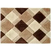 3D Geo Shaggy Carved Rug - Cream, Polyester