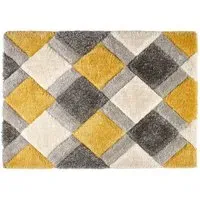 3D Geo Shaggy Carved Rug - Gold, Polyester