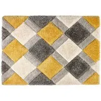 3D Geo Shaggy Carved Rug - Gold, Polyester