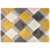 3D Geo Shaggy Carved Rug - Gold, Polyester