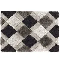 3D Geo Shaggy Carved Rug - Grey, Polyester