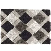 3D Geo Shaggy Carved Rug - Grey, Polyester