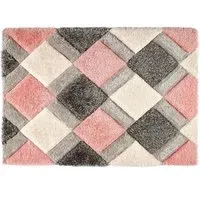 3D Geo Shaggy Carved Rug - Pink, Polyester
