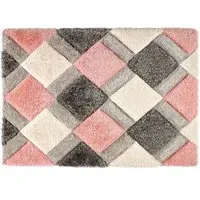 3D Geo Shaggy Carved Rug - Pink, Polyester