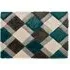 3D GEO Teal Shaggy Rug - Blue, Polyester
