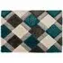 3D GEO Teal Shaggy Rug - Blue, Polyester