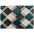 3D GEO Teal Shaggy Rug - Blue, Polyester