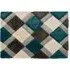 3D GEO Teal Shaggy Rug - Blue, Polyester