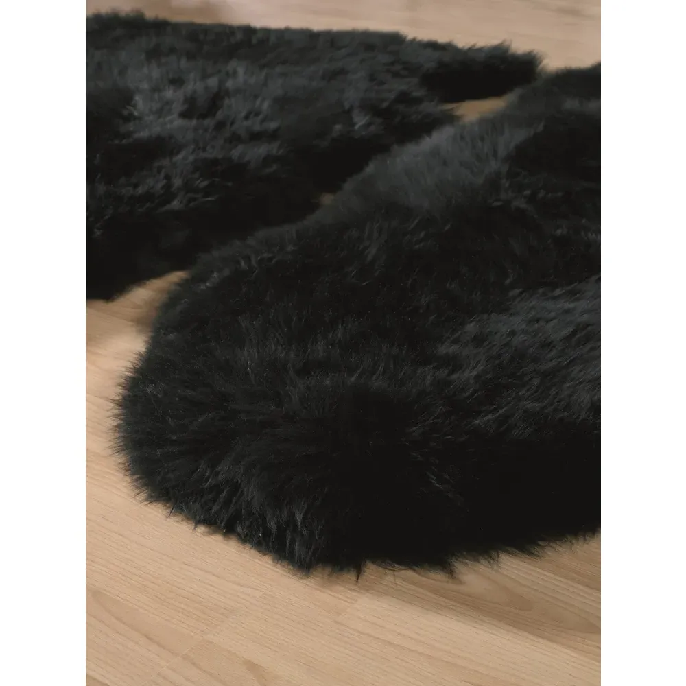 Black Genuine Sheepskin Rug - Black, New Zealand Wool