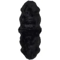 Black Genuine Sheepskin Rug - Black, New Zealand Wool