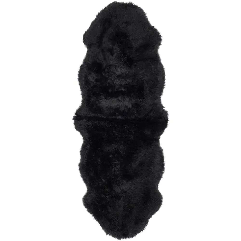 Black Genuine Sheepskin Rug - Black, New Zealand Wool