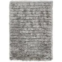 Carved Glamour Abode Rug 80x150cm - Silver, Polyester