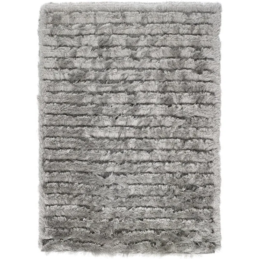 Carved Glamour Abode Rug 80x150cm - Silver, Polyester image