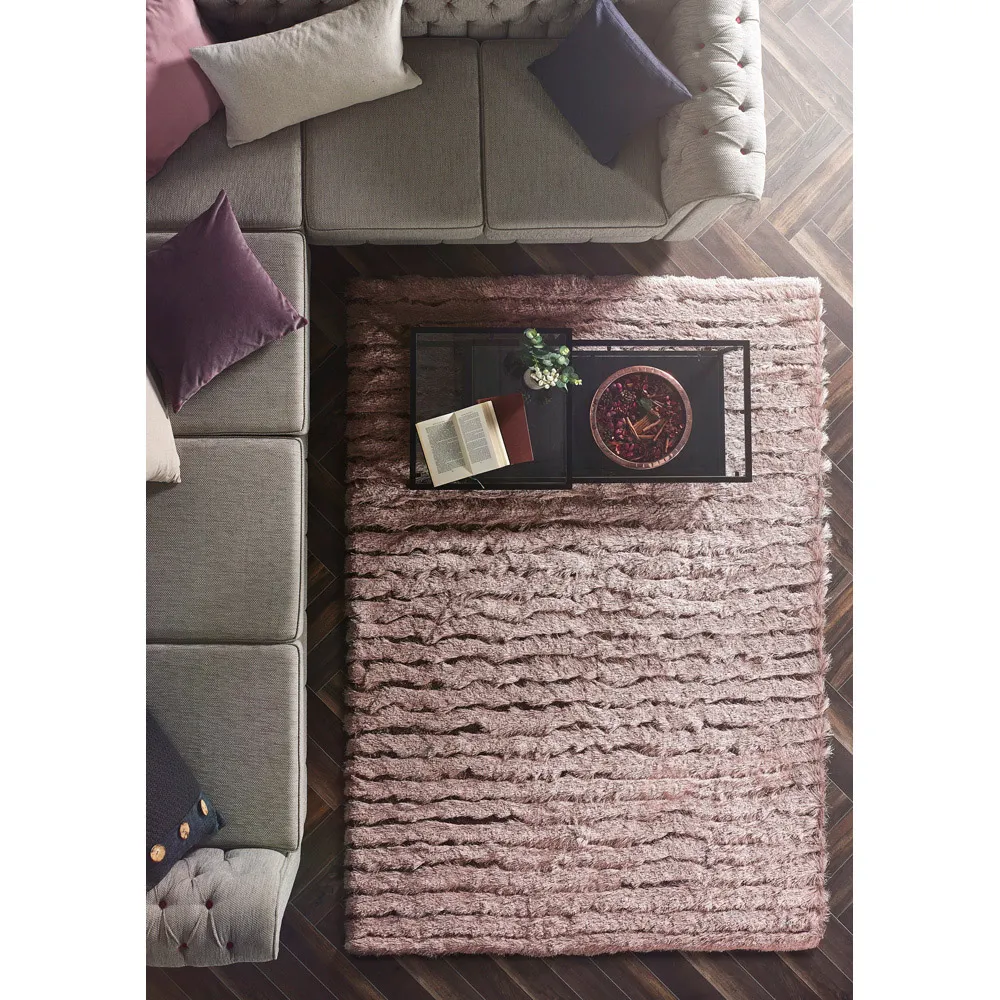 Carved Glamour Abode Rug - Rose, Polyester