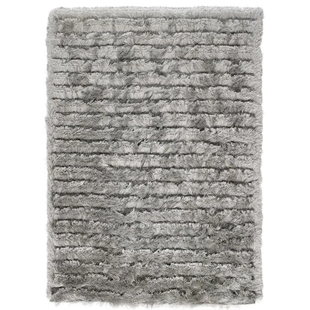 Carved Glamour Rug 160x230cm - Silver, Polyester