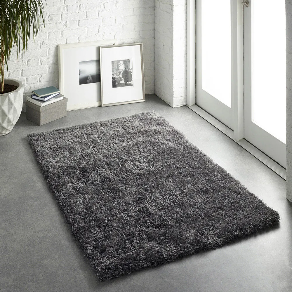 Chicago New Shaggy Rug - Grey, Polyester