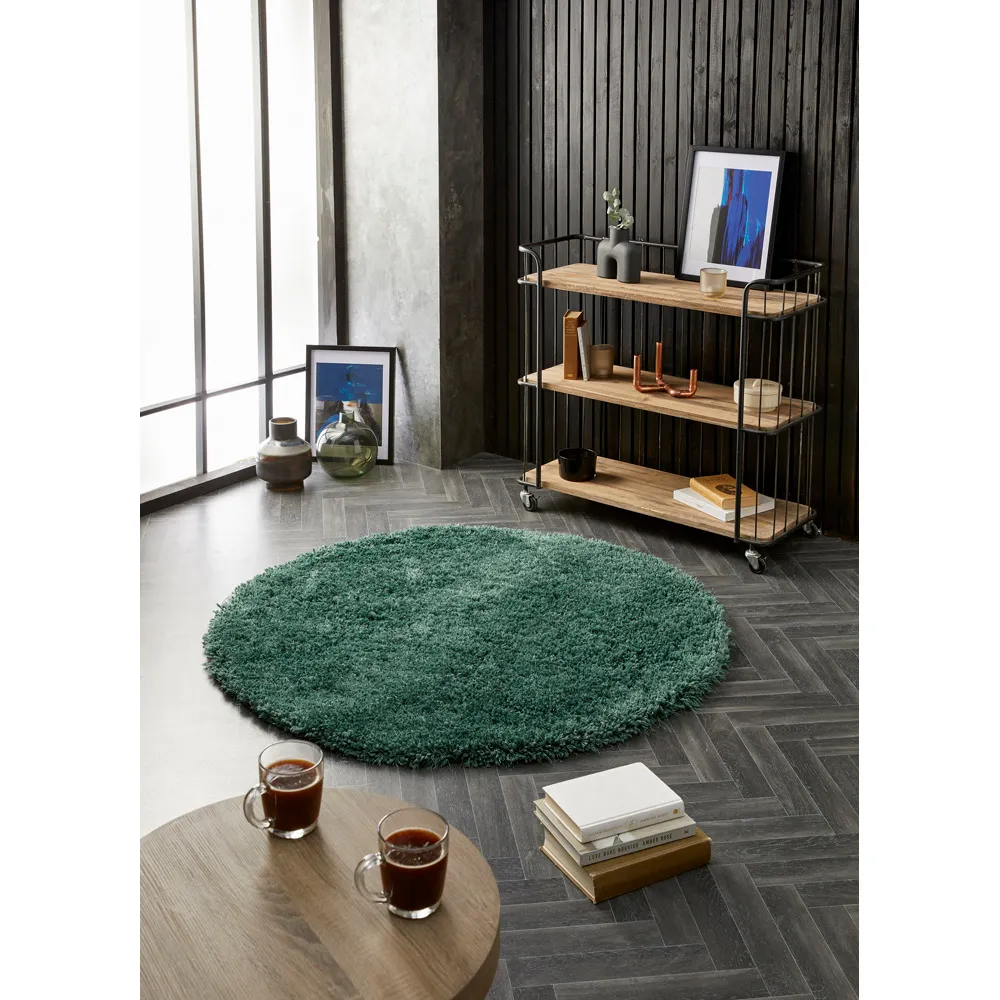 Chicago Round Rug - Forest Green, Polyester