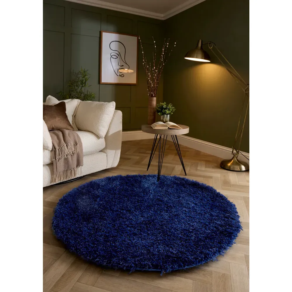 Chicago Round Rug - Indigo, Polyester