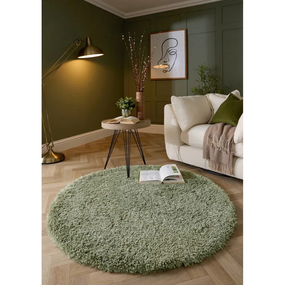Chicago Round Rug - Sage Green, Polyester