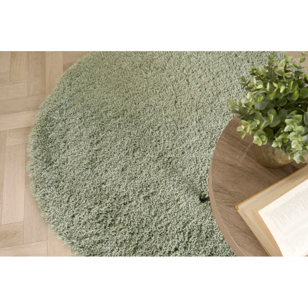 Chicago Round Rug - Sage Green, Polyester