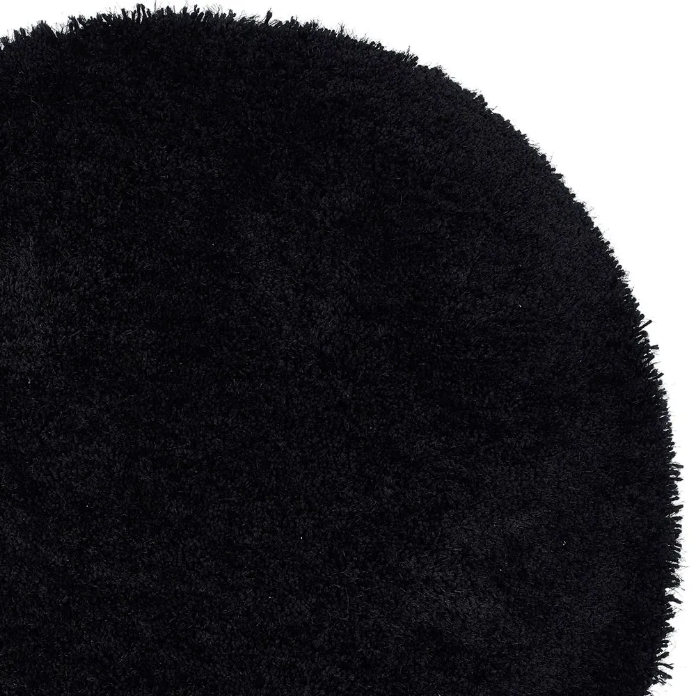Chicago Round Shag Rug - Black, Polyester