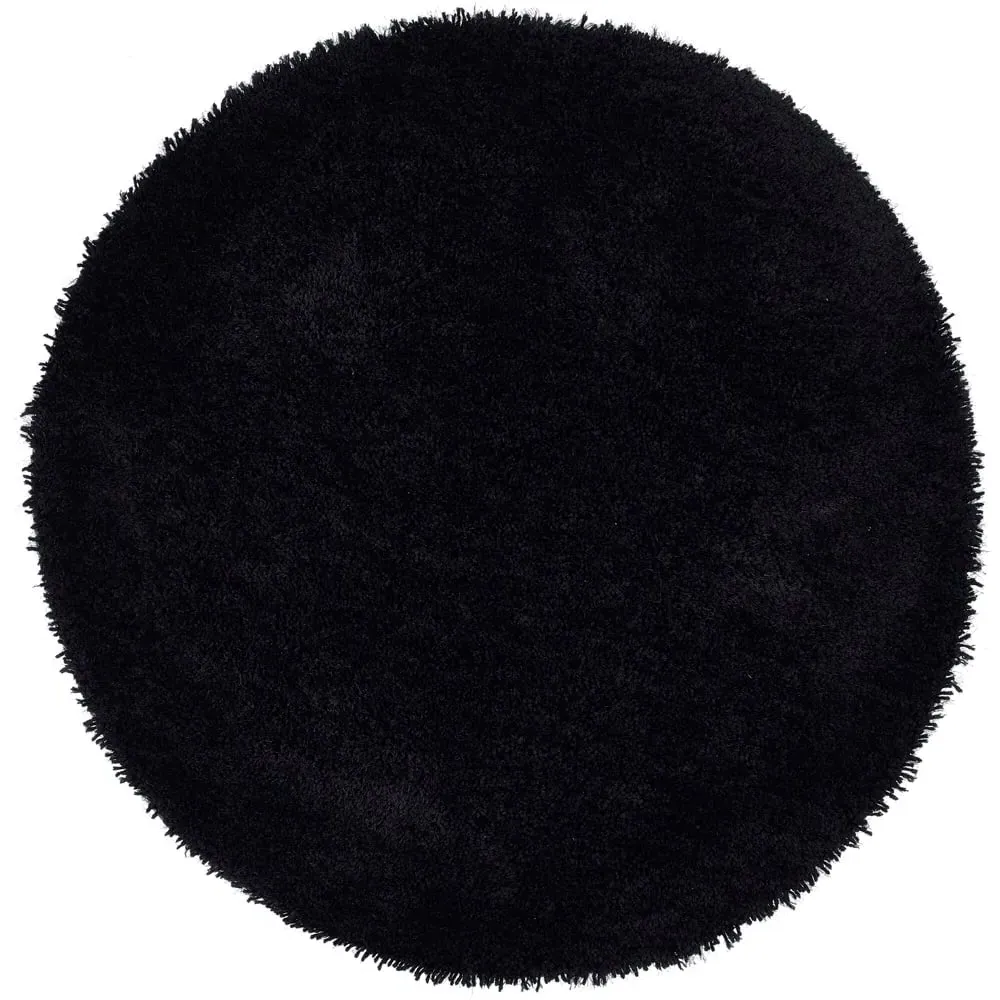 Chicago Round Shag Rug - Black, Polyester
